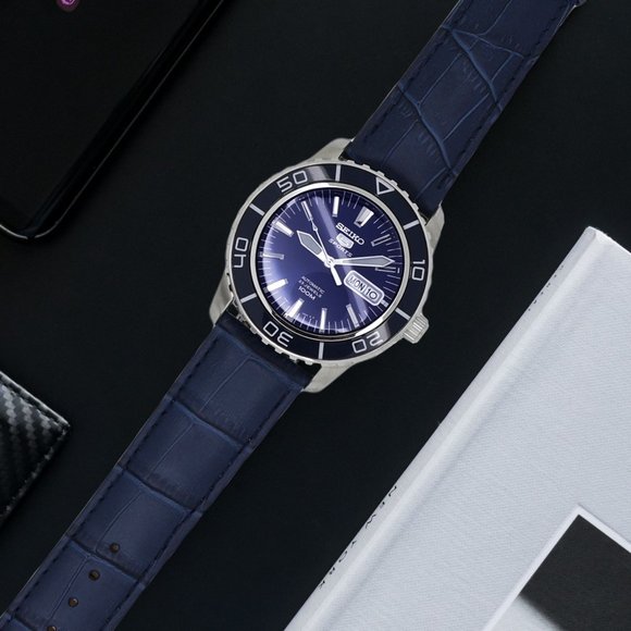 Blue Genuine Leather Replacement Watch Band -Quick Release - 16mm 21mm 24mm - Picture 4 of 5